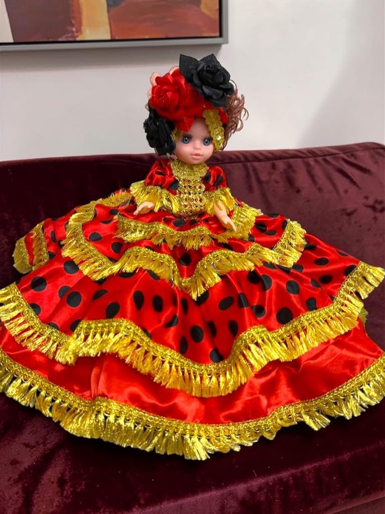 Gitana Muneca Spiritual - Santeria Yoruba Handmade, Red and Black Polka Dot Muneca Espiritual, Relig