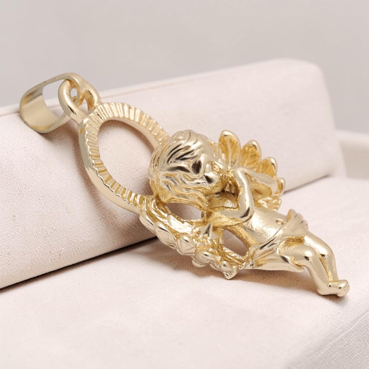 Angel Wings Pendant Necklace for Women, Gold Plated Praying Cherub Angel Charm, Guardian Angel Jewel