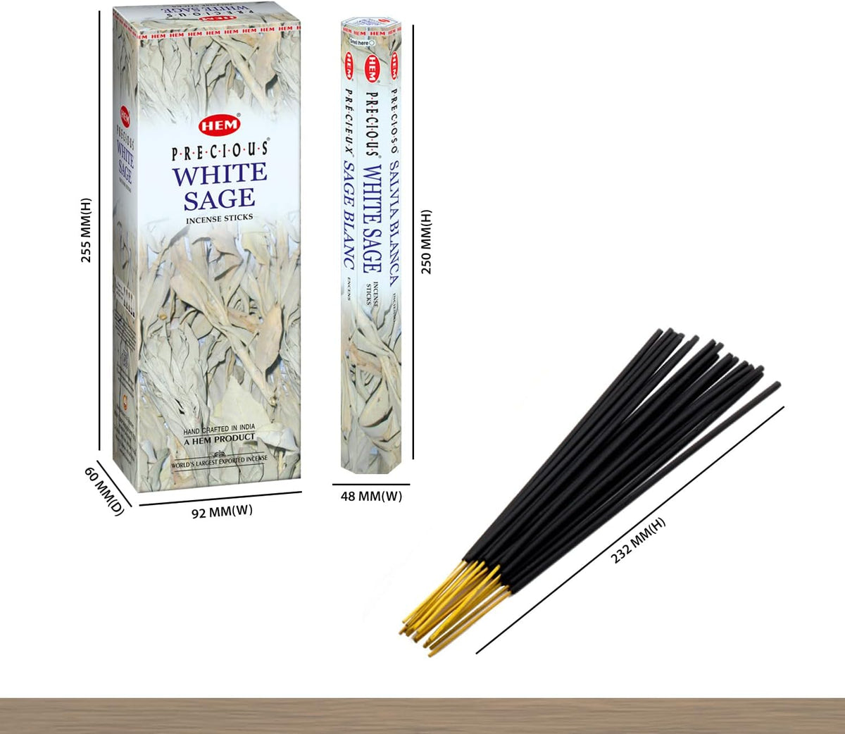 HEM White Sage Incense Sticks - 100 Count | Natural Air Purifying Aromatherapy | Calming and Cleansi
