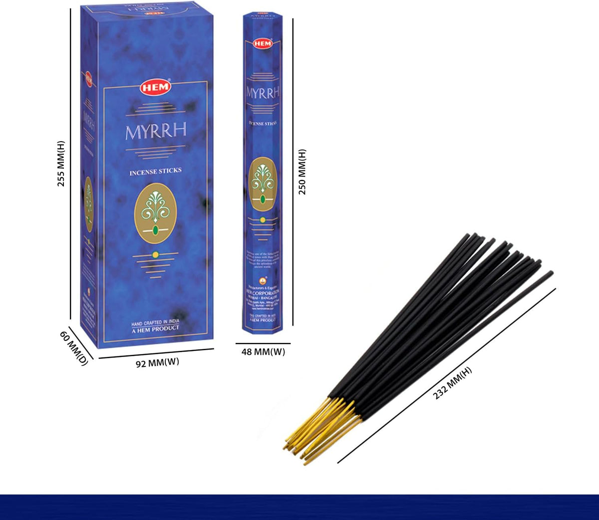 HEM Myrrh Incense Sticks - Pack of 6 - 120 count - 301g 20 Count (Pack of 6)