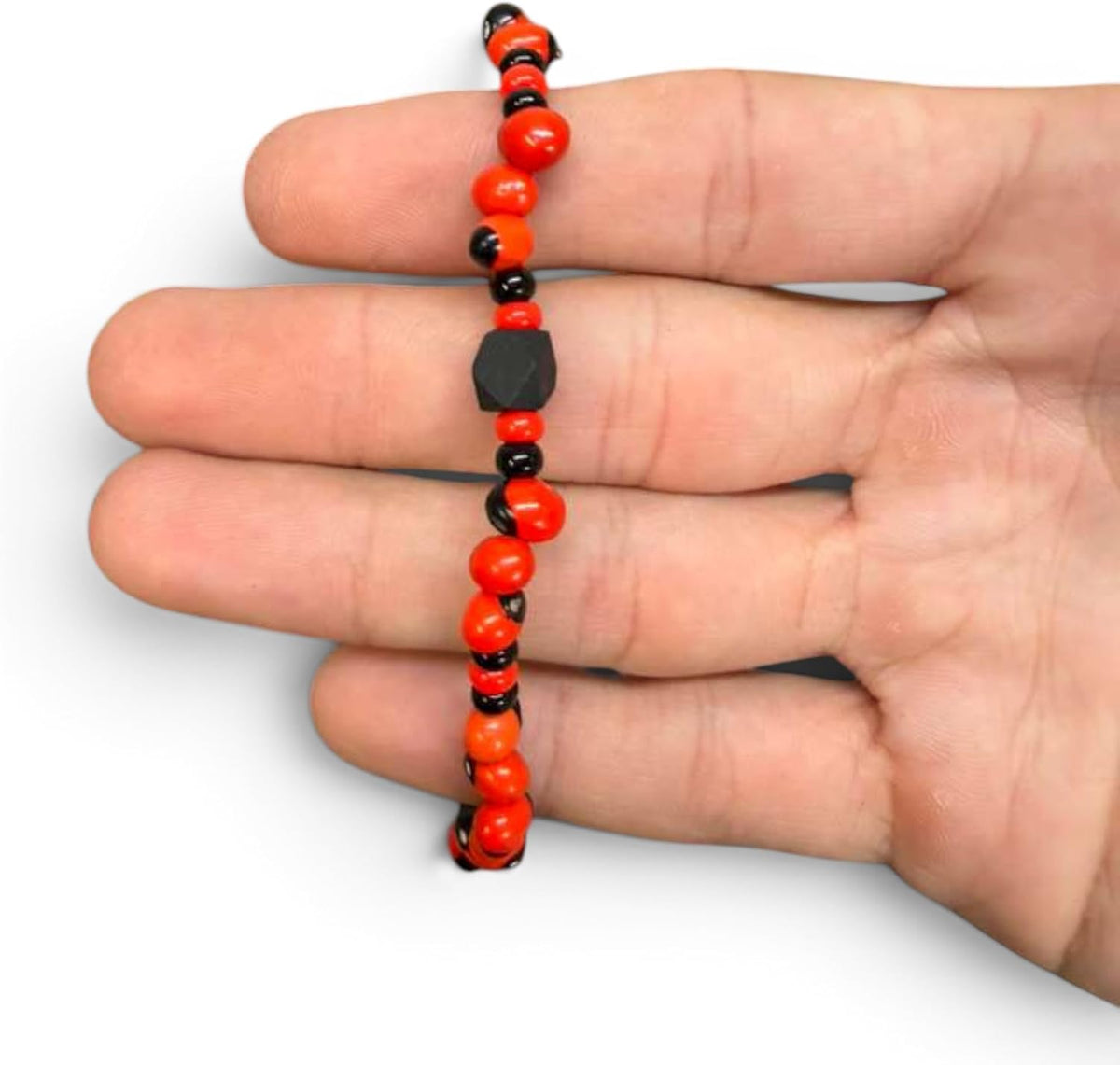 Peony Bracelet with Azabache Red Black Beaded Adjustable Bracelet Spiritual Protection Santeria Reli