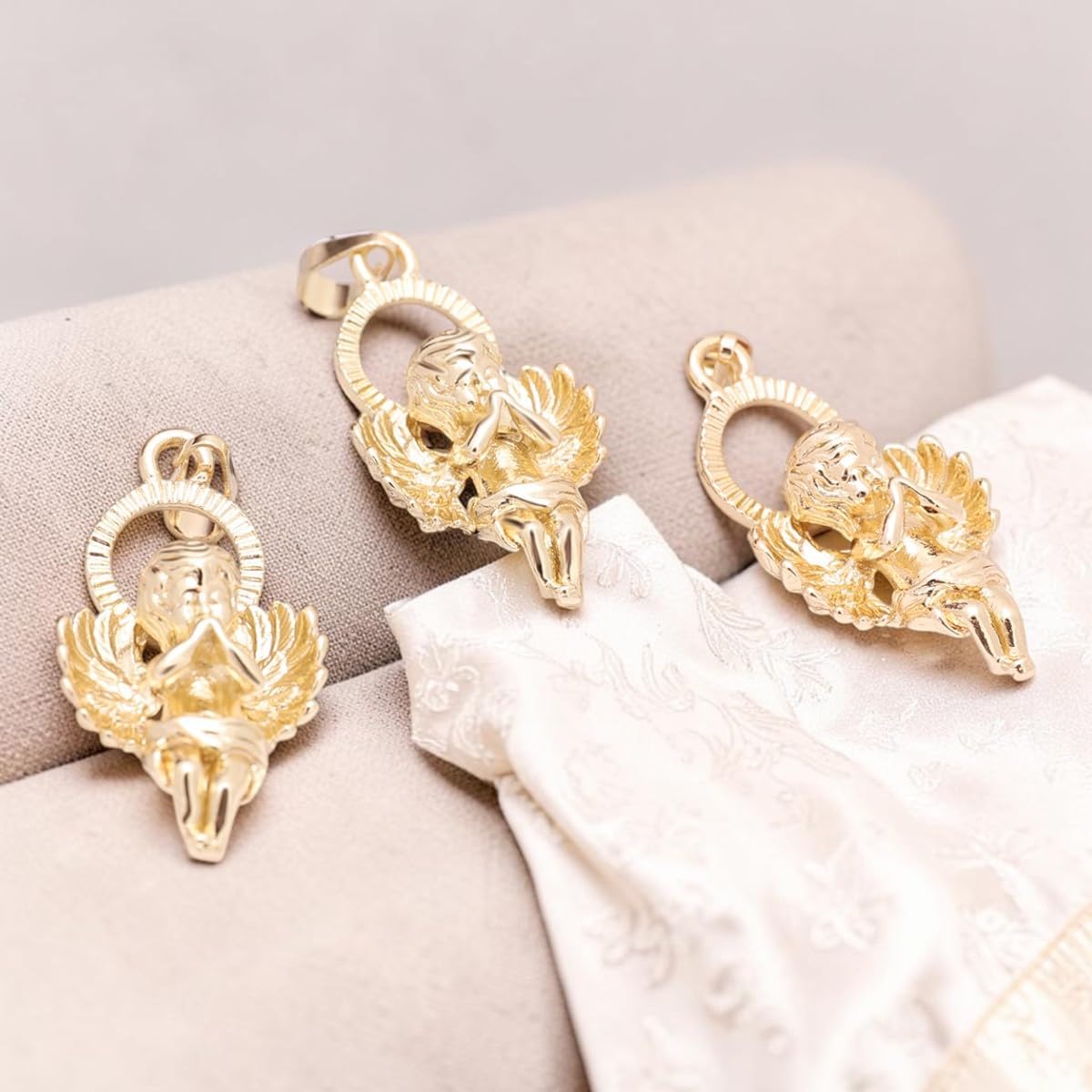Angel Wings Pendant Necklace for Women, Gold Plated Praying Cherub Angel Charm, Guardian Angel Jewel