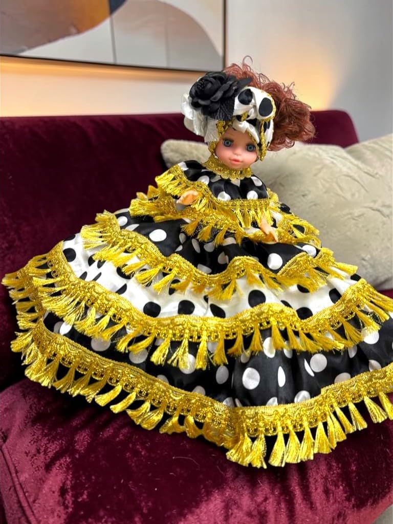 Gitana Muneca Spiritual - Santeria Yoruba Handmade, Black and White Polka Dot Muneca Espiritual, Rel