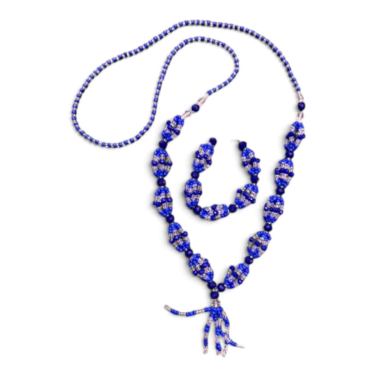 Yoruba Collar y Mazo Beaded Set – Spiritual Santeria Religious Necklace & Ilde, Handmade Yemaya