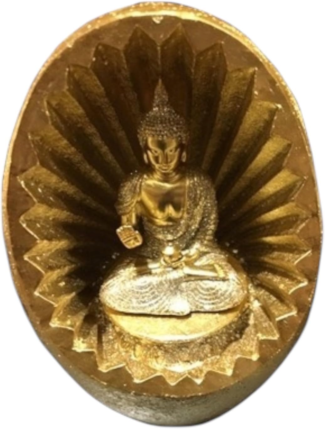 Buda Adulto en Esfera - Gold Orange Adult Buddha in a Sphere Religious Statue Figurine