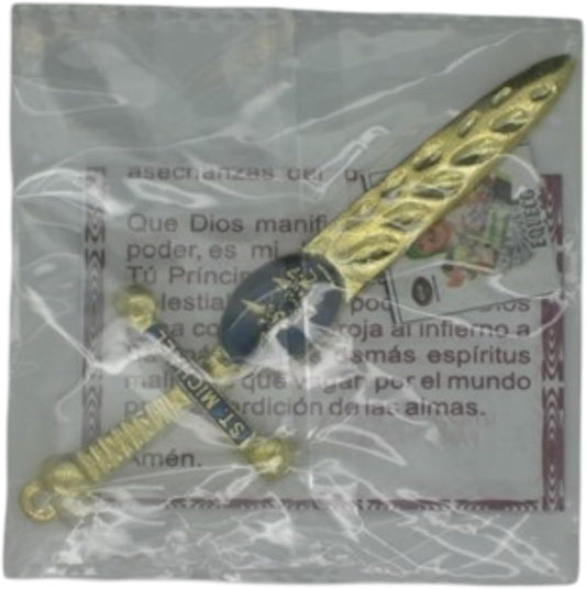 Espada de San Miguel - Sword of Saint Michael Amulet (Large) – Dual-Sided Red & Blue Design, Arcangel