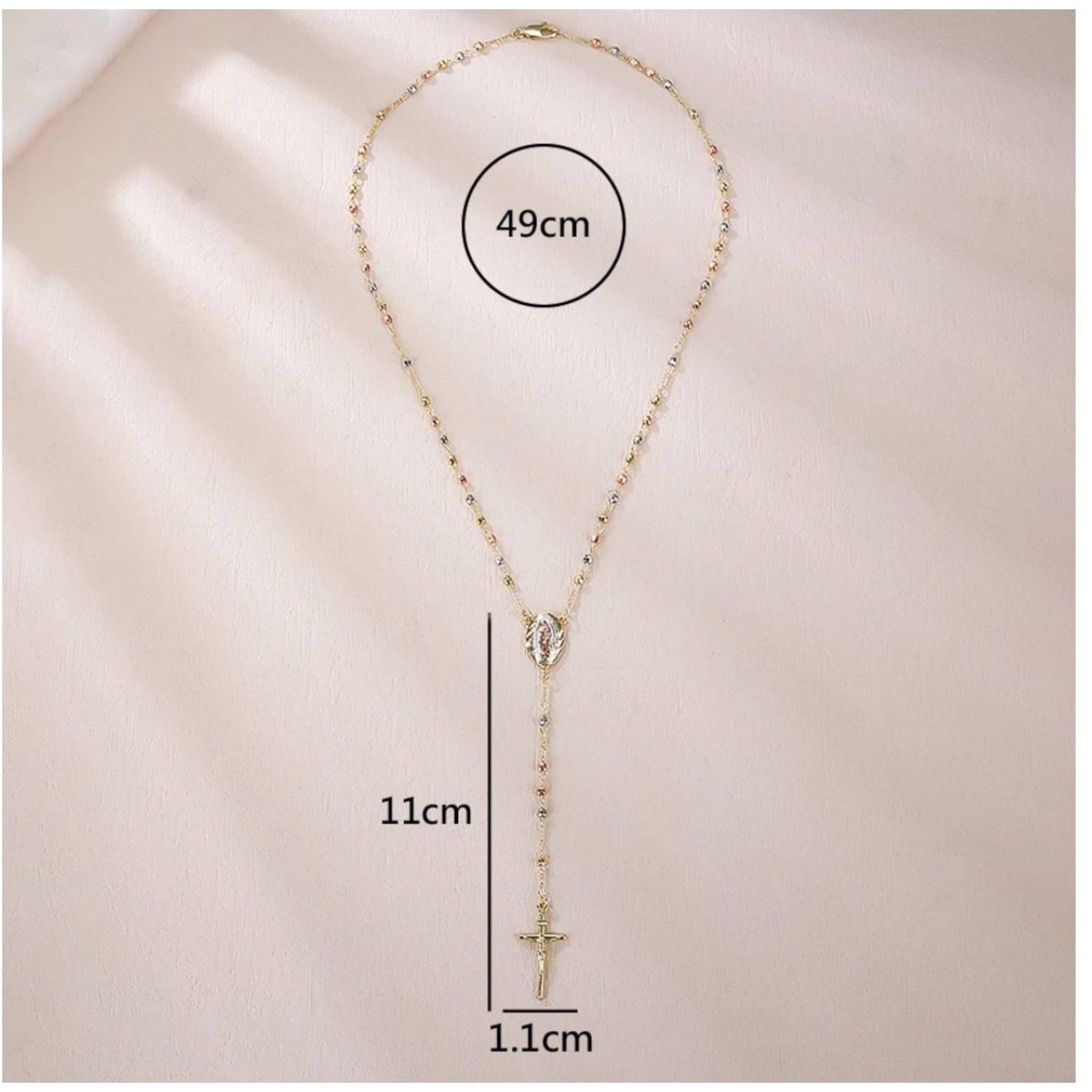 Italian 18K Gold-Plated Catholic Rosary Necklace with