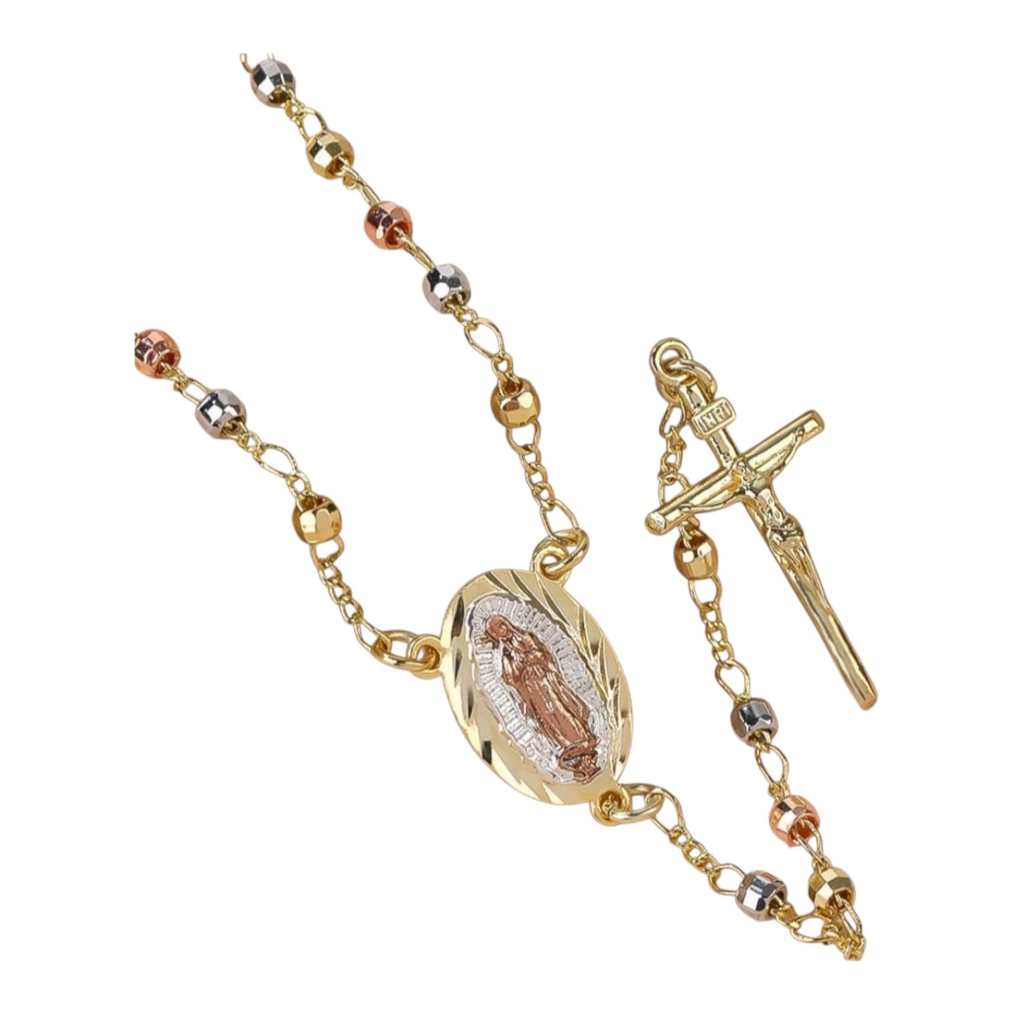 Italian 18K Gold-Plated Catholic Rosary Necklace with