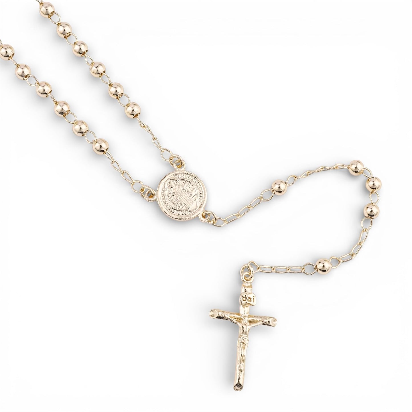 San Judas Tadeo Rosary Necklace 14K Gold Plated – Catholic