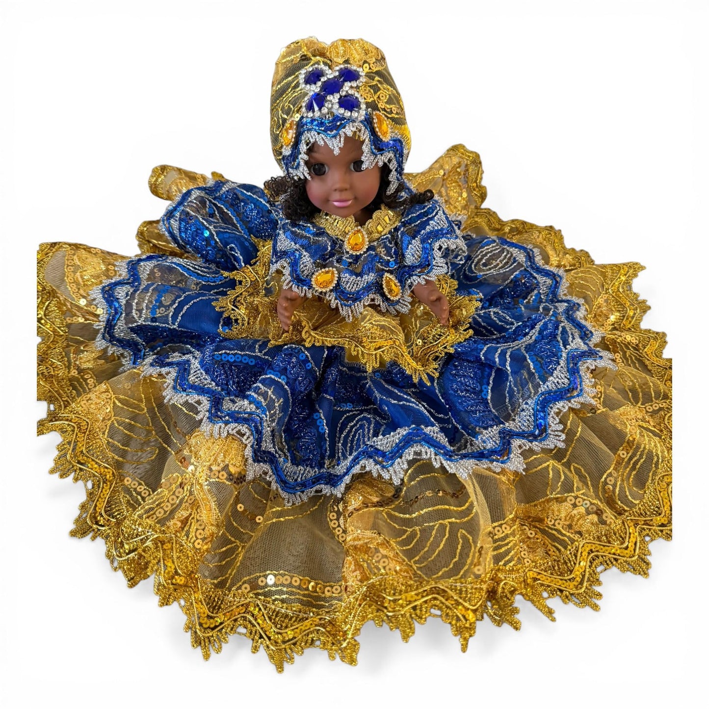 Handmade Blue and Gold Spiritual Doll – Yoruba Santeria