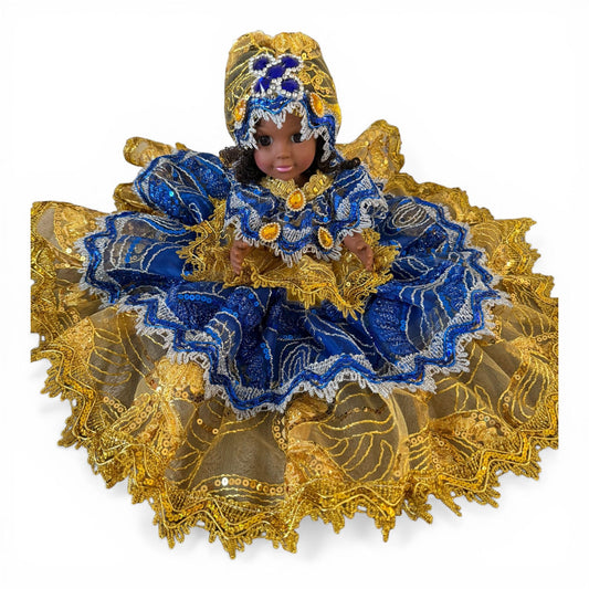 Handmade Blue and Gold Spiritual Doll – Yoruba Santeria