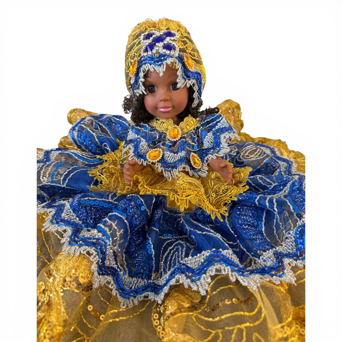 Handmade Blue and Gold Spiritual Doll – Yoruba Santeria