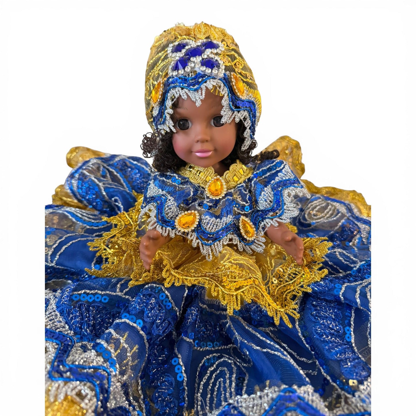 Handmade Blue and Gold Spiritual Doll – Yoruba Santeria