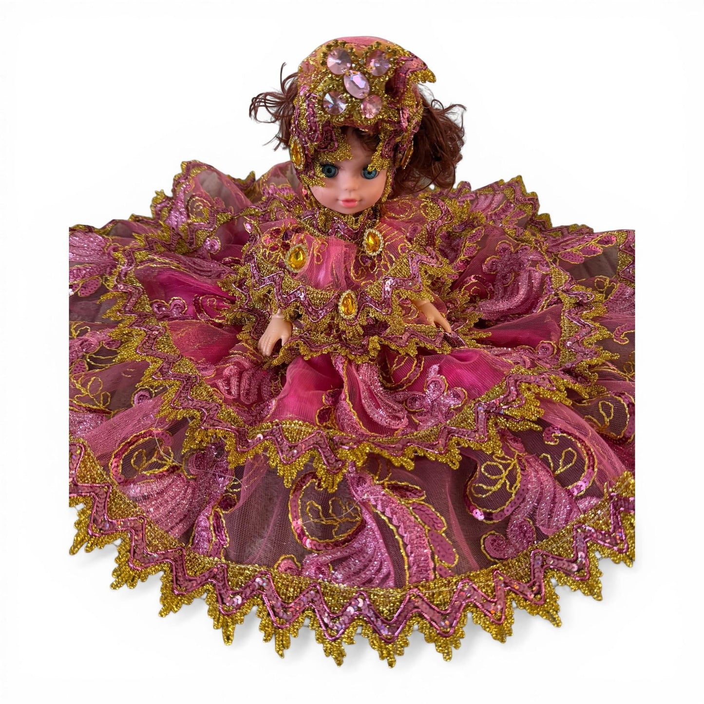 Handmade Obba Spiritual Doll in Pink and Gold Dress