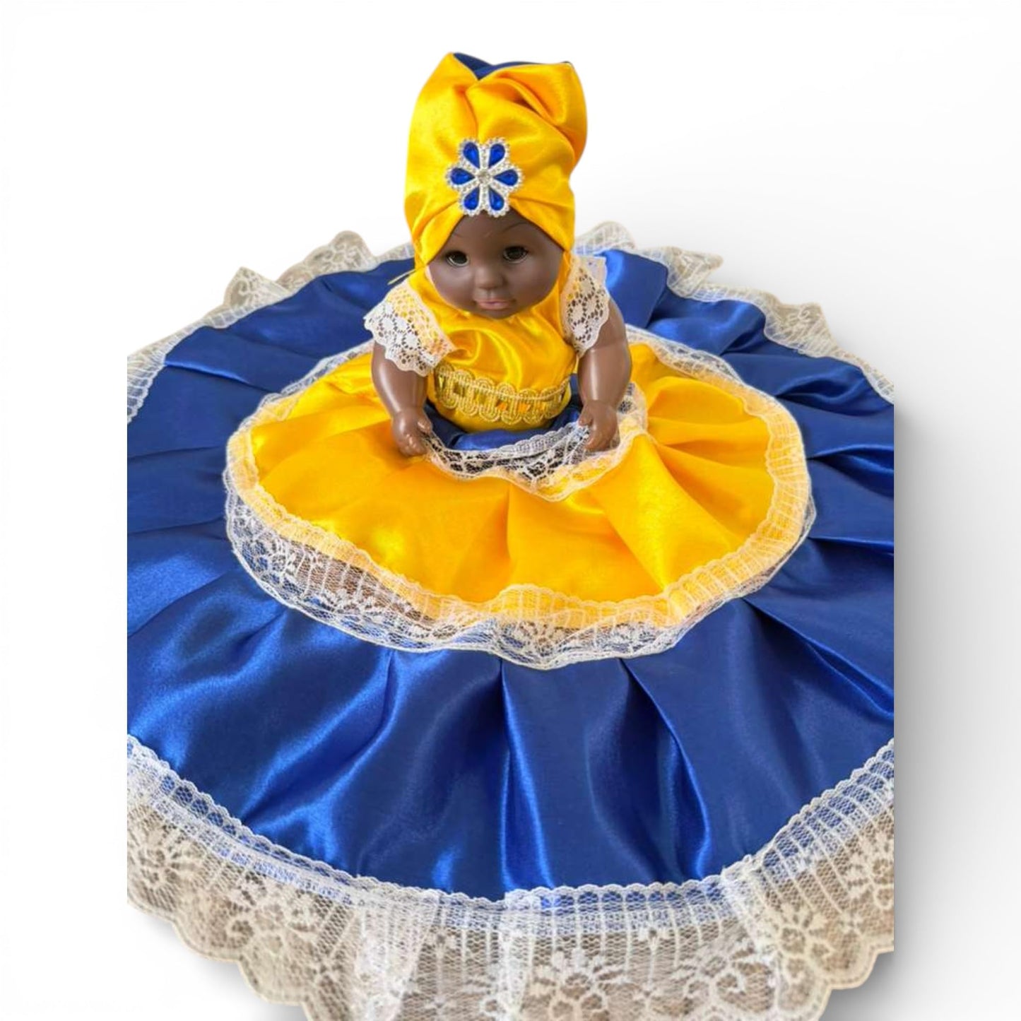 Handmade Santeria Spiritual Doll Blue and Yellow – Yoruba
