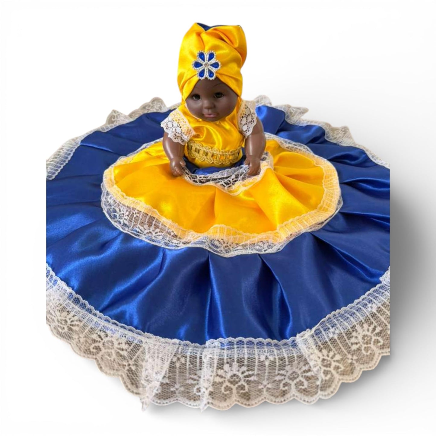 Handmade Santeria Spiritual Doll Blue and Yellow – Yoruba