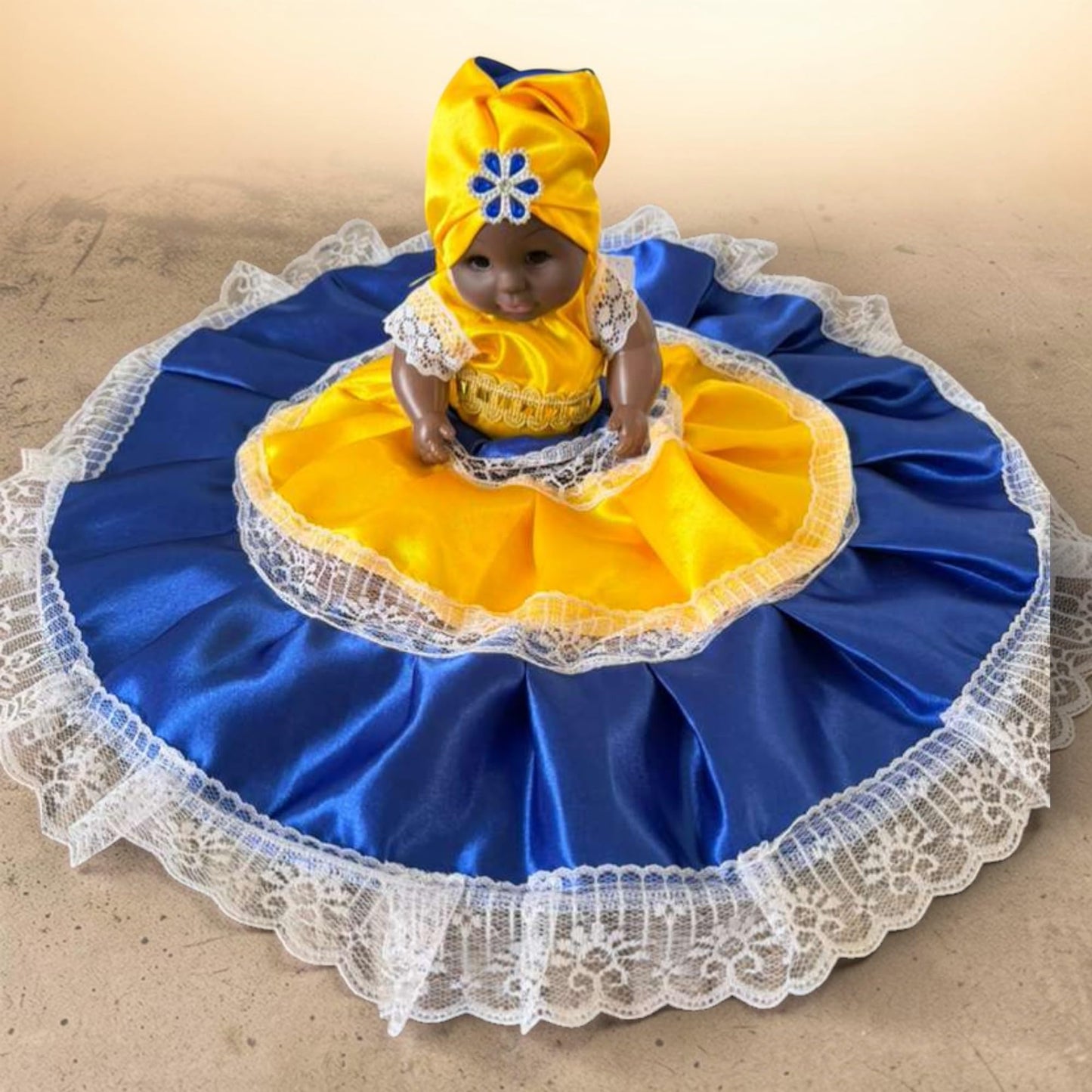 Handmade Santeria Spiritual Doll Blue and Yellow – Yoruba