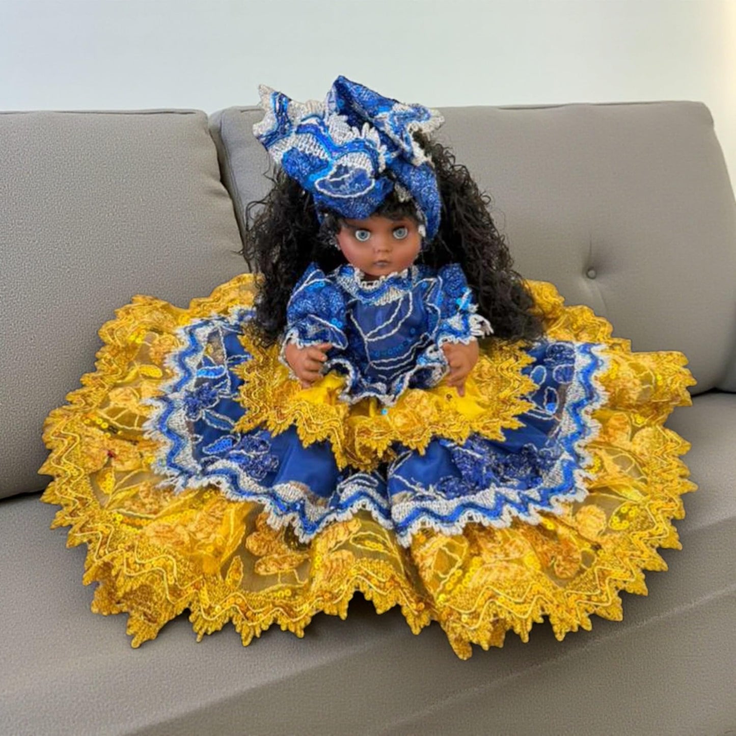 Oshun Spiritual Yemaya &  Santeria Doll 12” Blue and Yellow