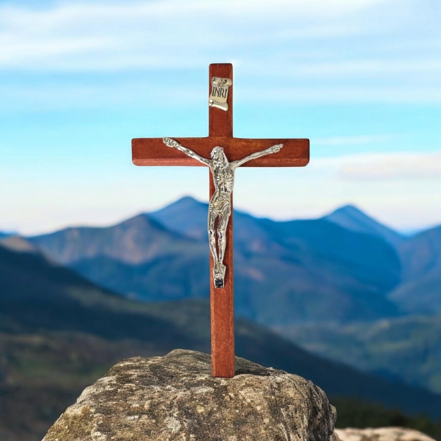 8" Jesus Wall Cross – Wooden Cruz Crucifix with INRI and