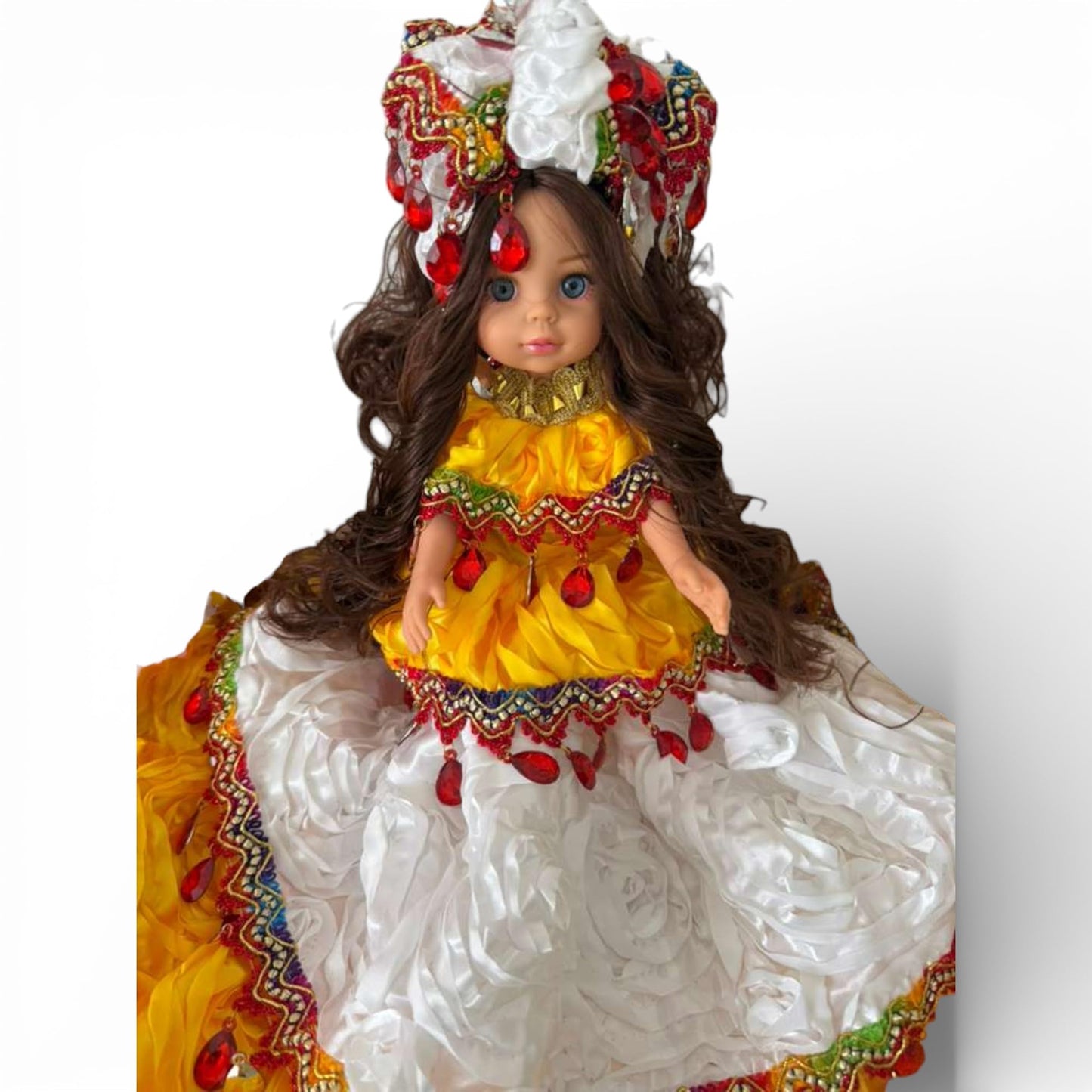 Oshun Jitana Spiritual Doll White & Yellow Dress – Muneca