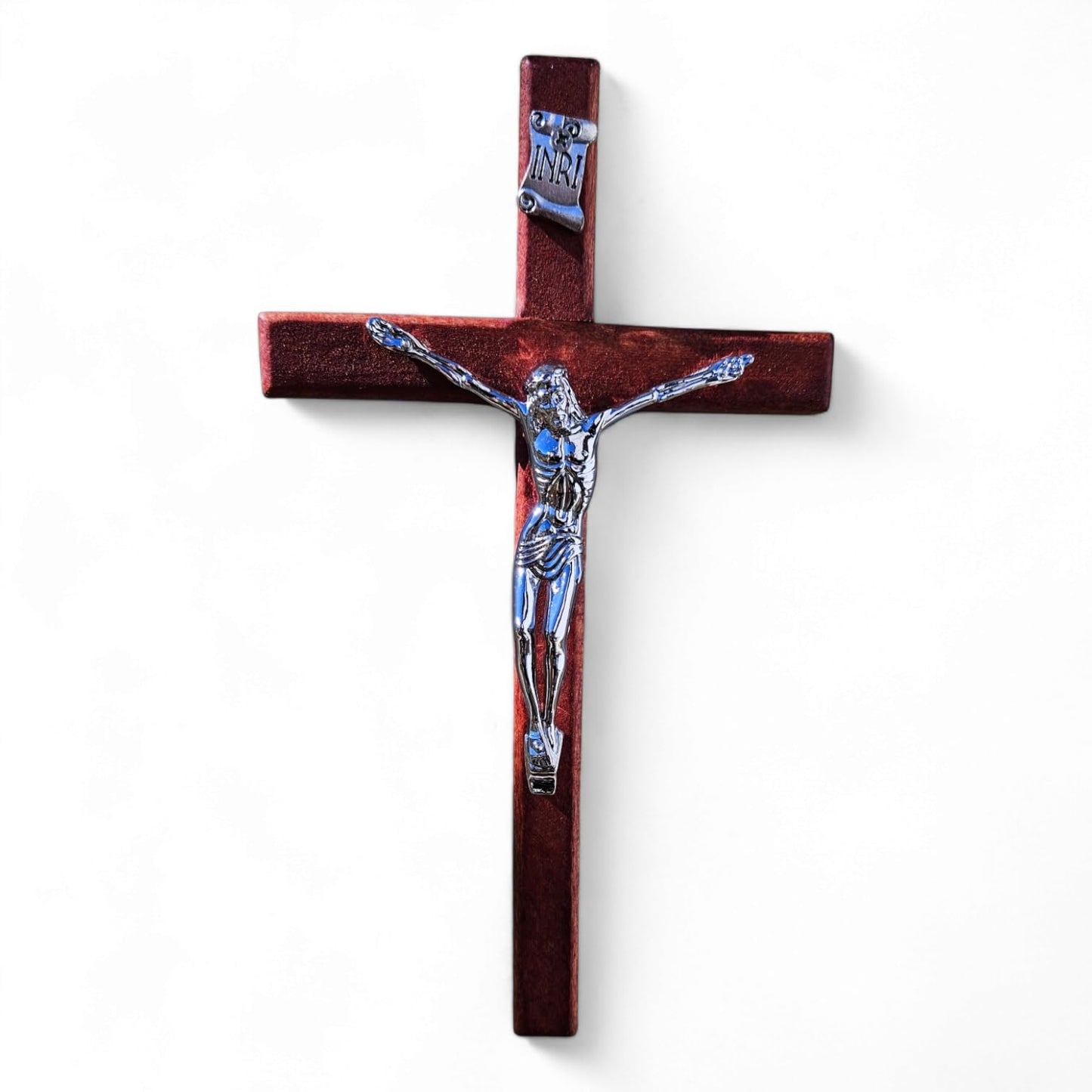 8" Jesus Wall Cross – Wooden Cruz Crucifix with INRI and