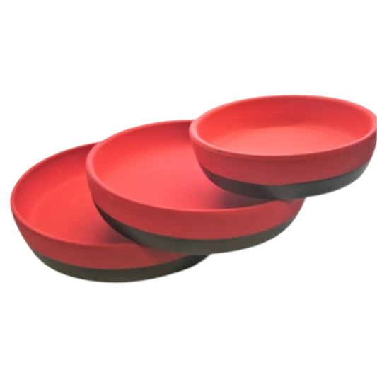Elegua Platos Set de 3 – Red & Black Ceramic Plates, 6", 8"