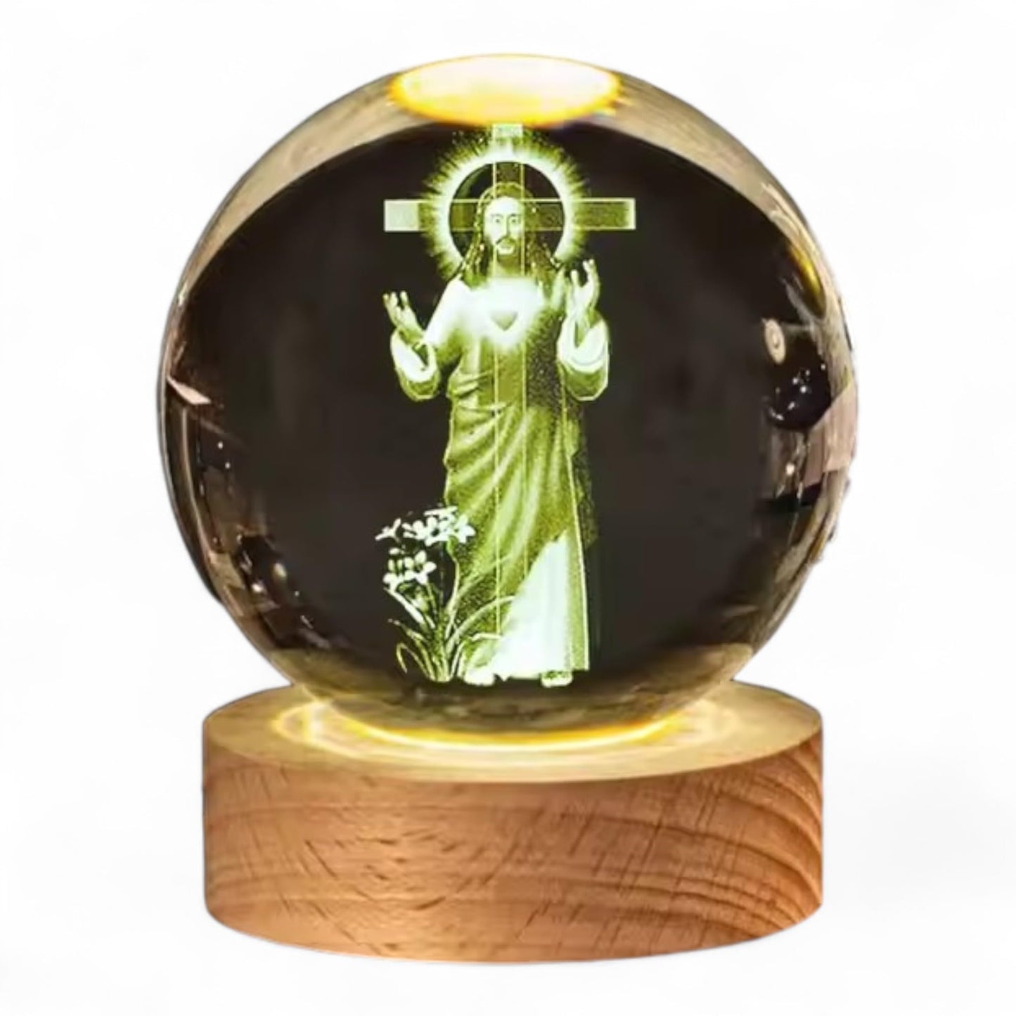 3D Crystal Jesus Statue with LED Light Base – 2.36in Sacred
