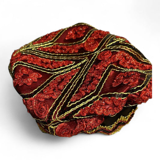 Elegua Santeria Crown Hat – Red & Black Gorro de Santeria