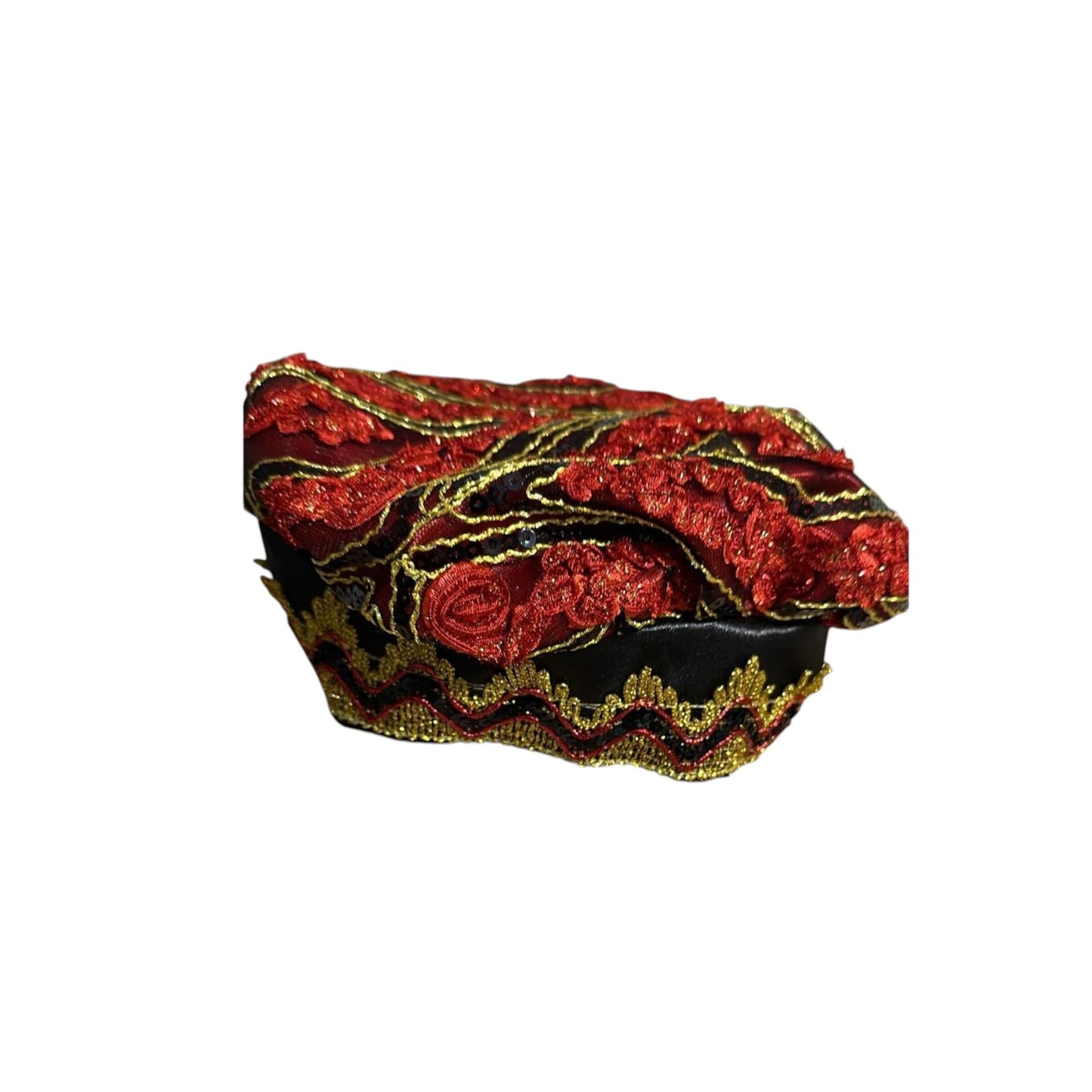 Elegua Santeria Crown Hat – Red & Black Gorro de Santeria