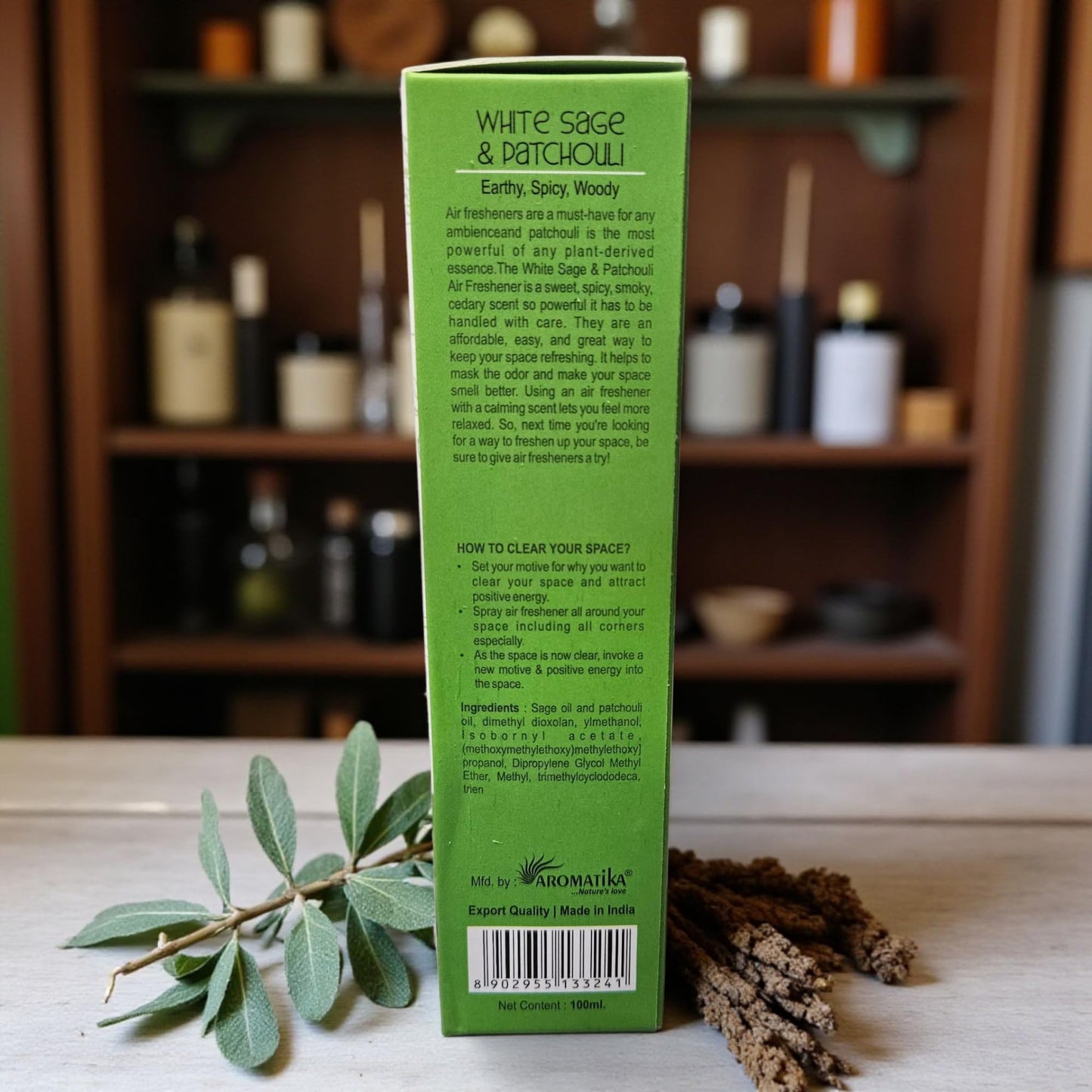 White Sage & Patchouli Smudge Spray – 100 ML Smokeless