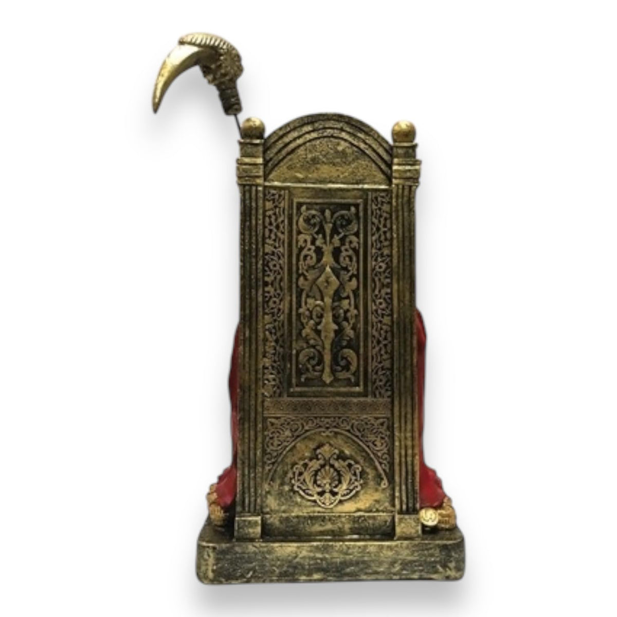 Santa Muerte Sitting on Throne 12" (RED/Rojo) Resin