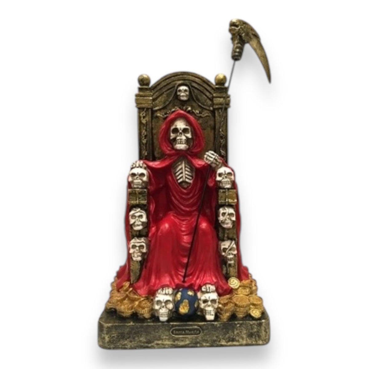 Santa Muerte Sitting on Throne 12" (RED/Rojo) Resin - vista 4