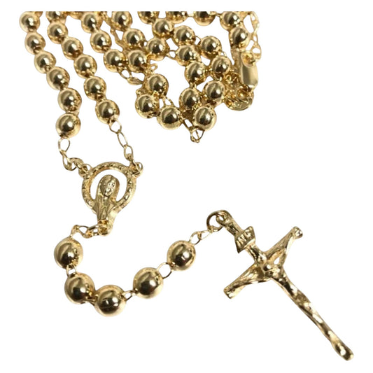 Real 10K Solid Gold Rosary Necklace – 10 Karat Yellow Gold