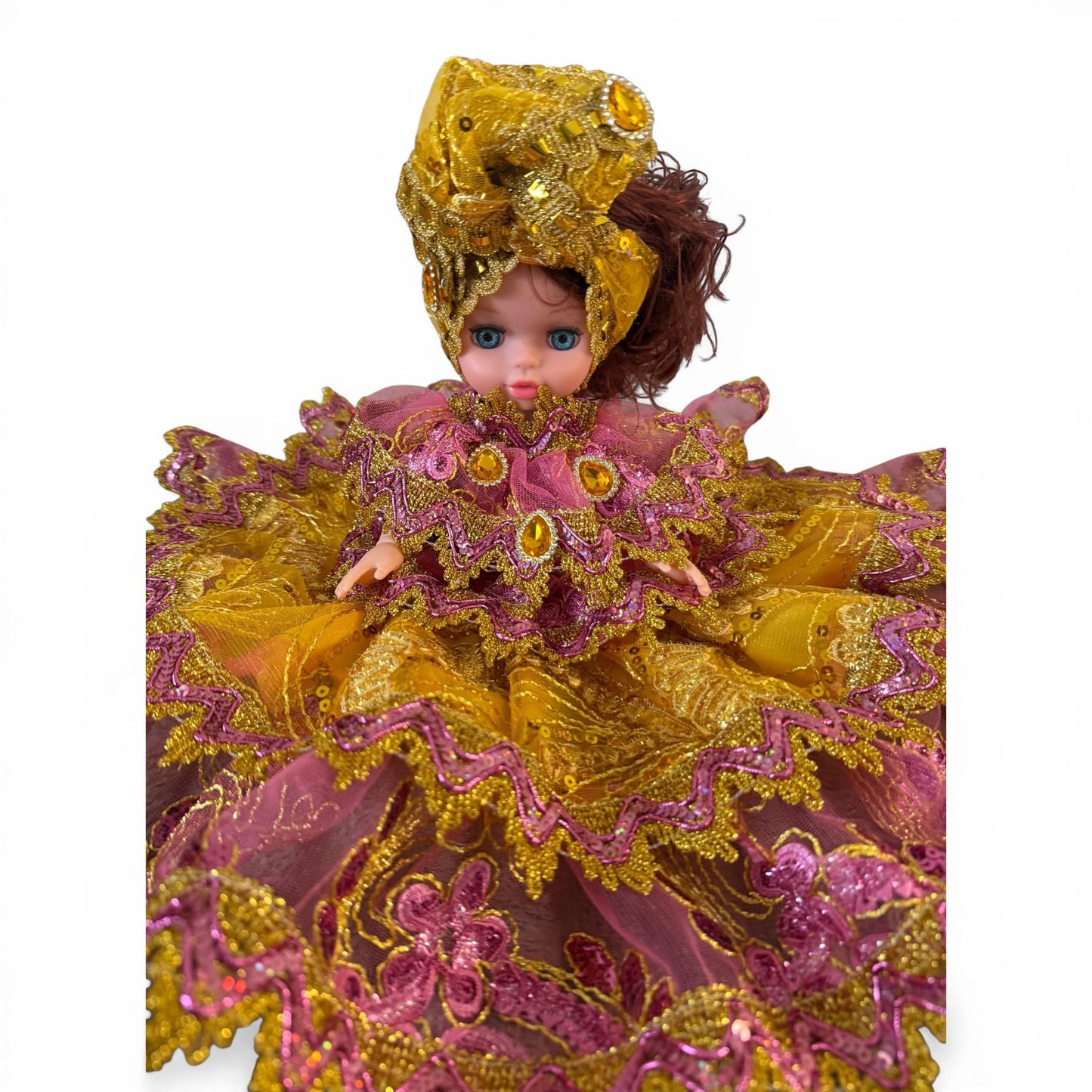 Oshun Handmade  Spiritual Doll in Gold and Pink Dress