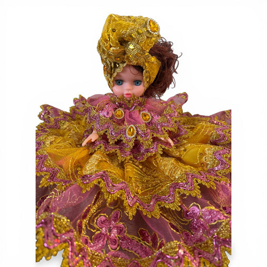 Oshun Handmade  Spiritual Doll in Gold and Pink Dress