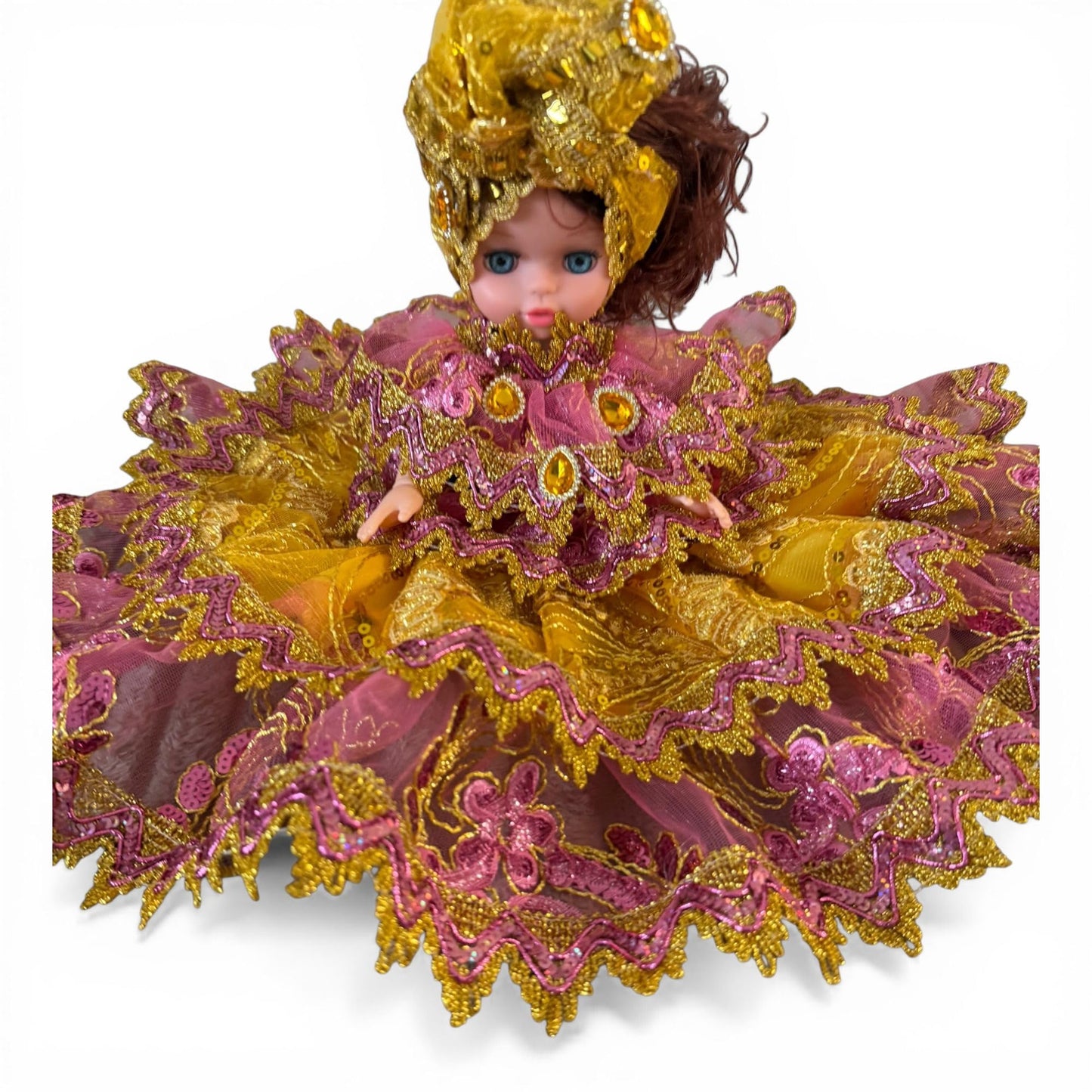 Oshun Handmade  Spiritual Doll in Gold and Pink Dress