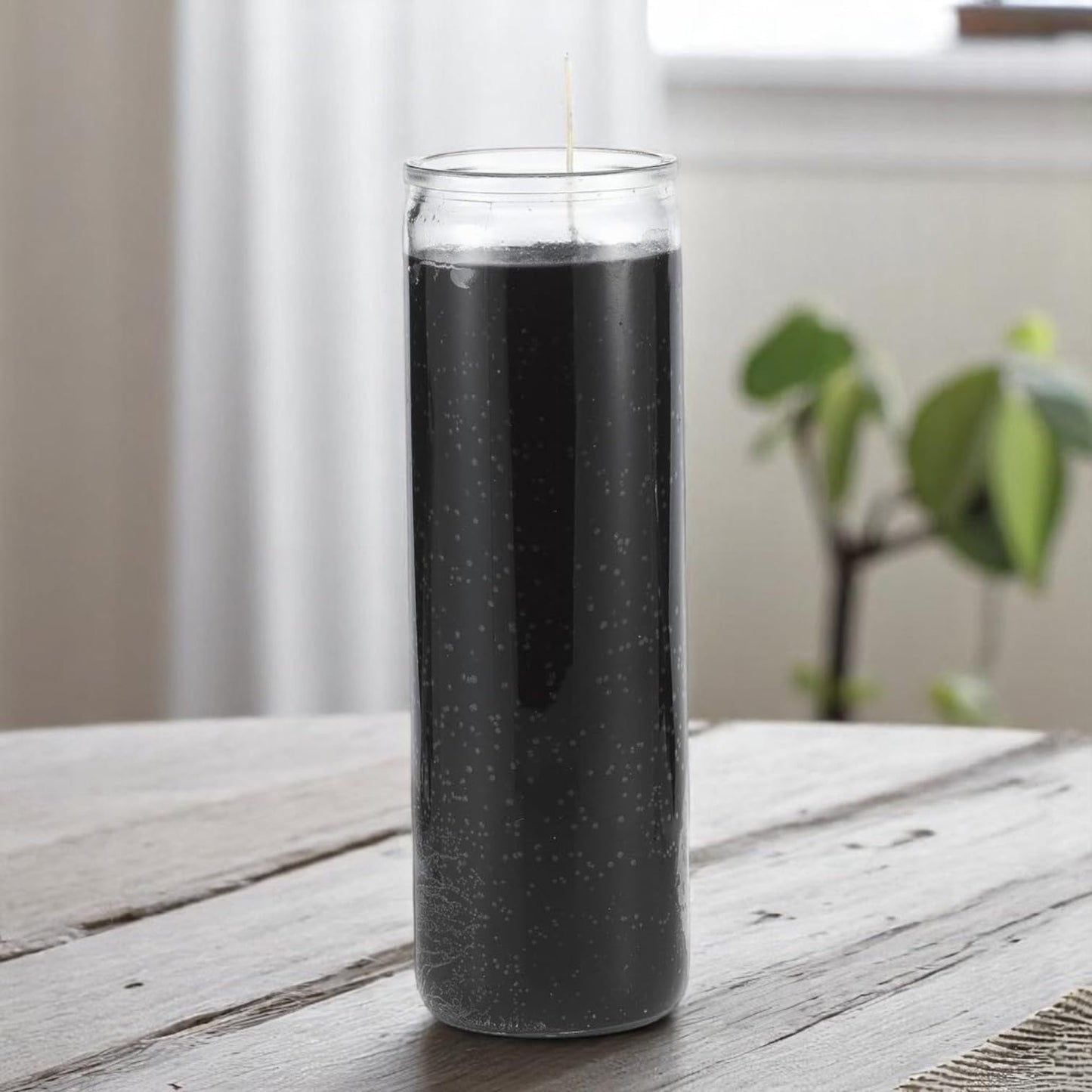 7 Day Black Candle in Glass – 8" Unscented Spiritual Prayer
