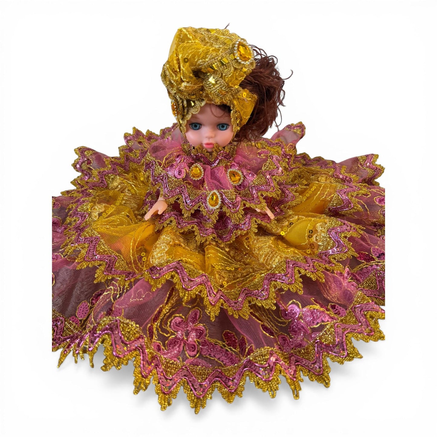 Oshun Handmade  Spiritual Doll in Gold and Pink Dress