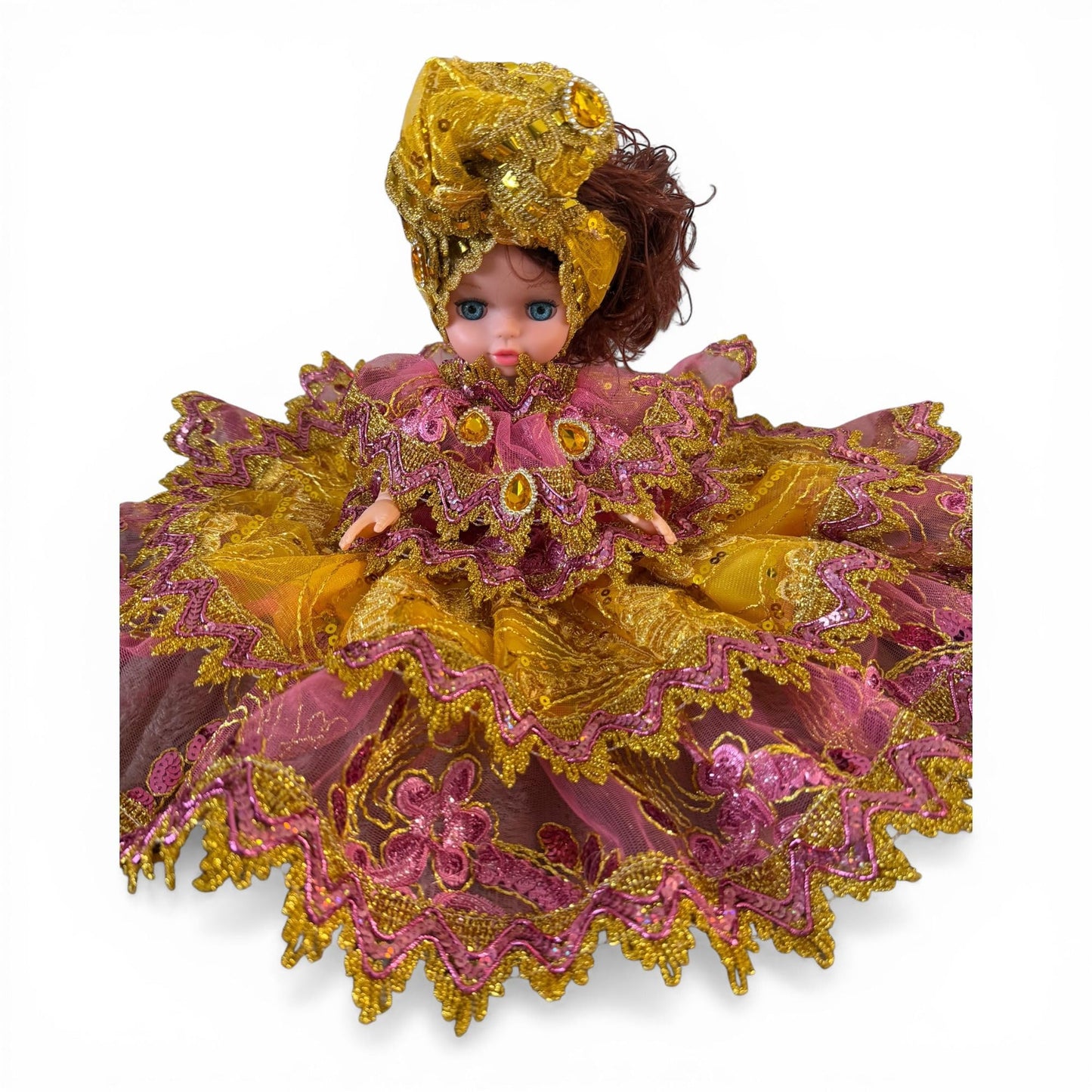Oshun Handmade  Spiritual Doll in Gold and Pink Dress