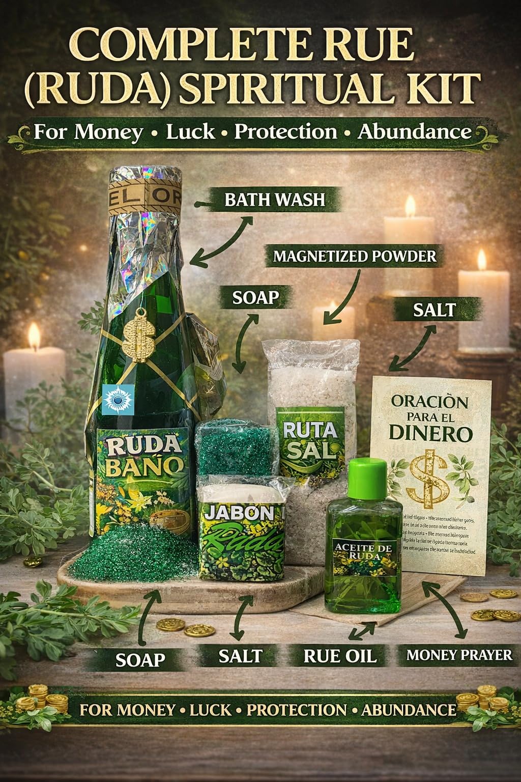 Rue Ruda Spiritual Cleansing Kit – Complete Money Luck &