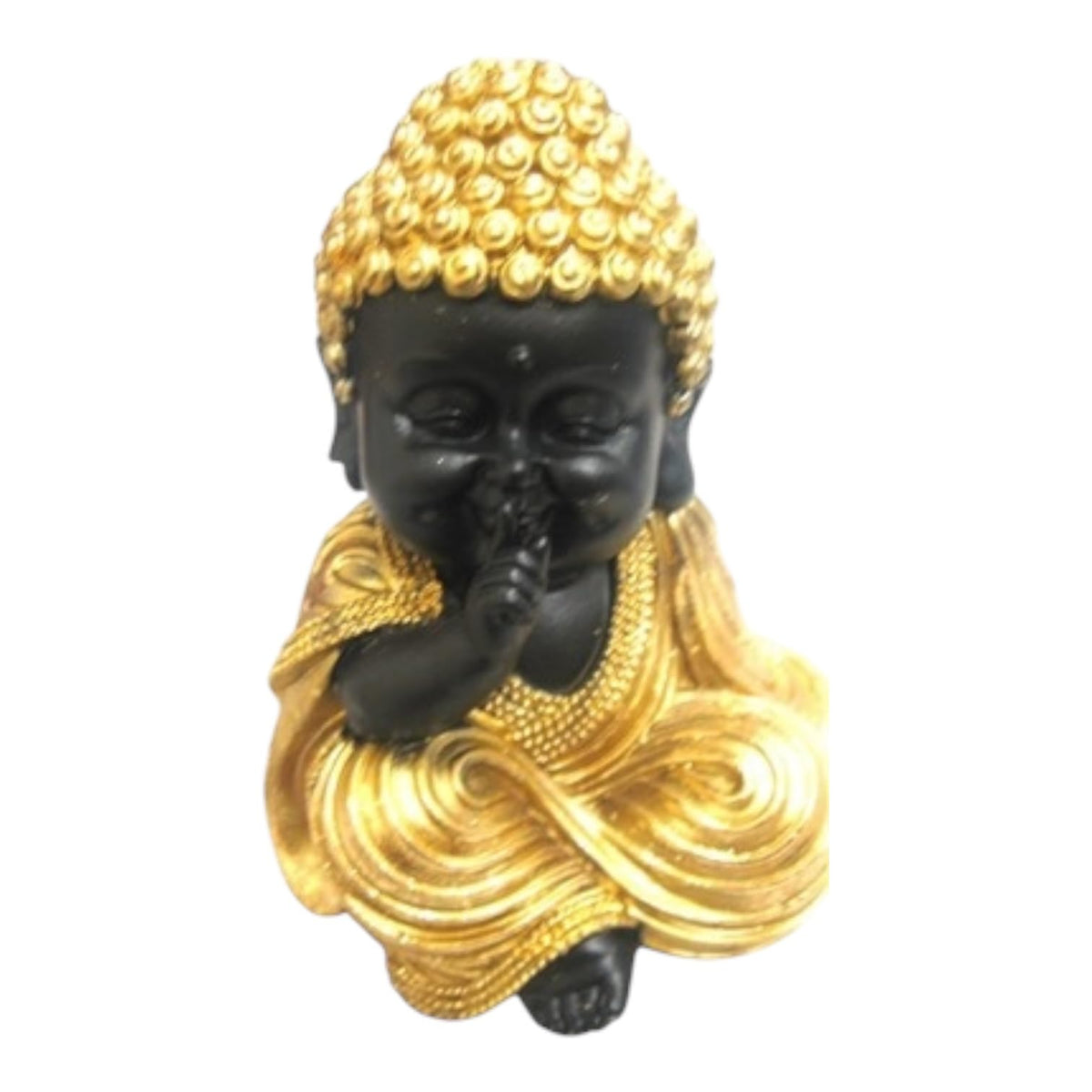 Black Buddha  –  Speak No Evil  –  Religious Statue Figurine