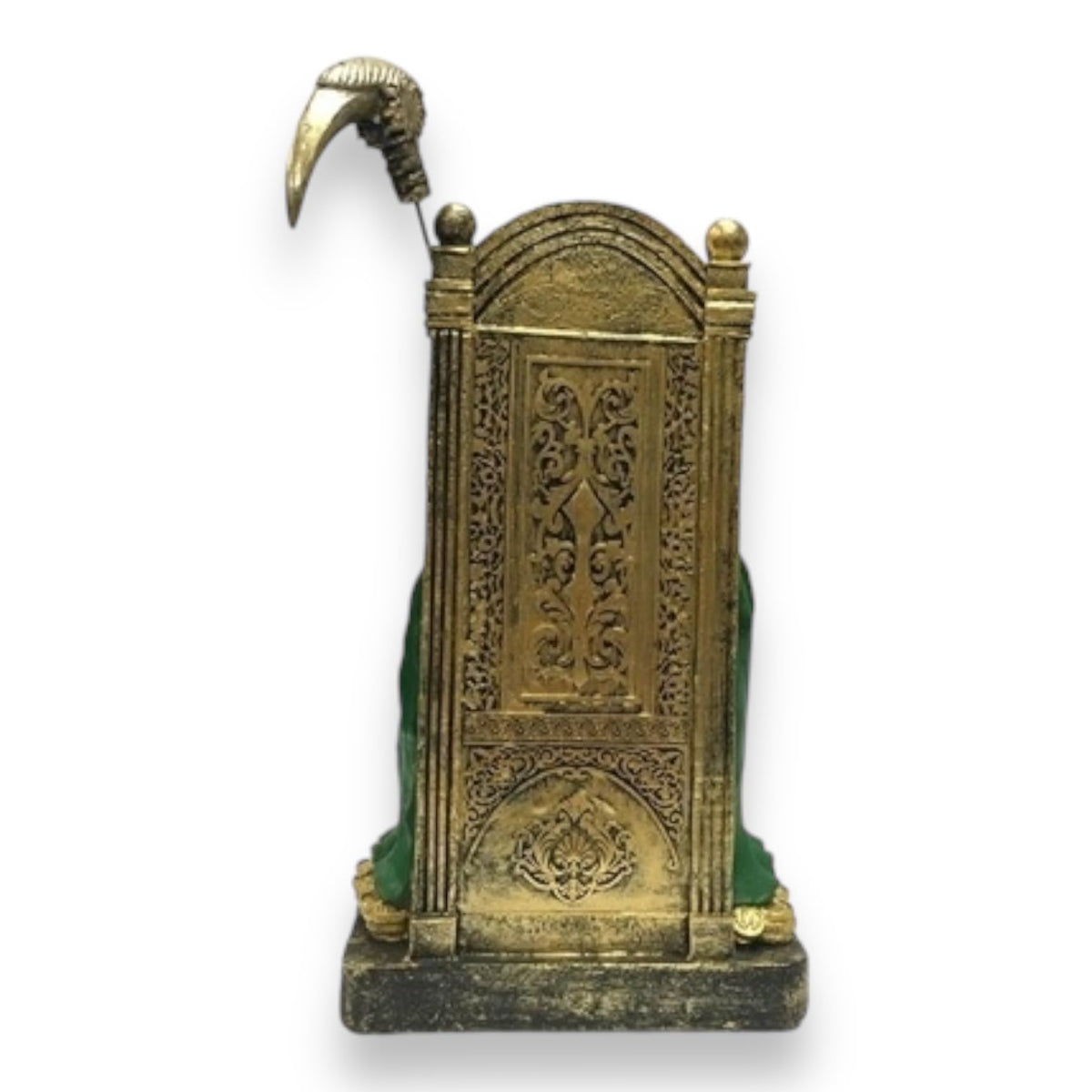 Santa Muerte Sitting on Throne (Verde/Green) 12" Resin - vista 3