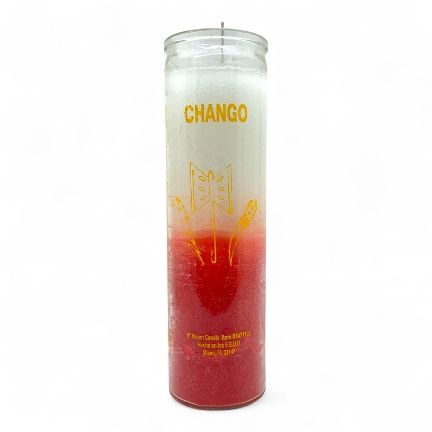 Chango Prayer Candle 7 Day  8" Vela de  Unscented Pillar