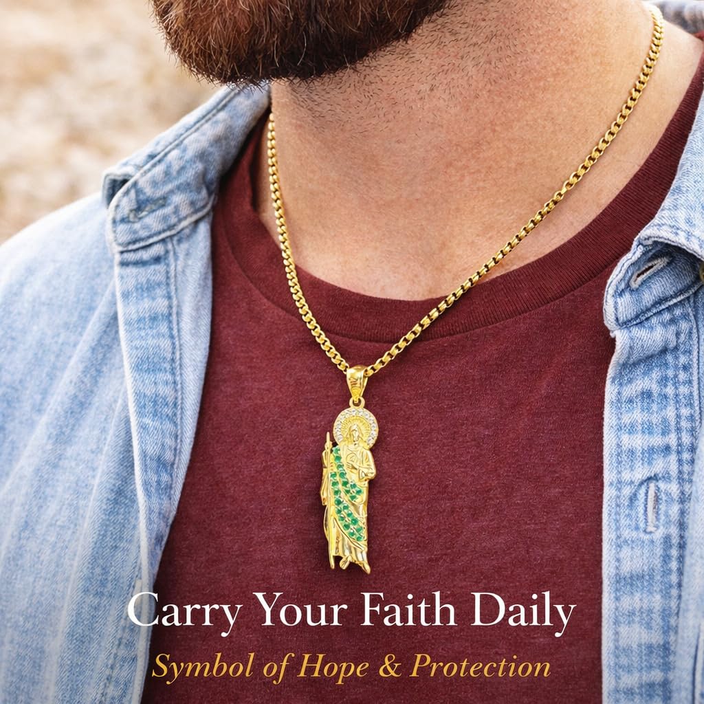 AURA 10K Gold Saint Jude Pendant Necklace – Gold San Judas