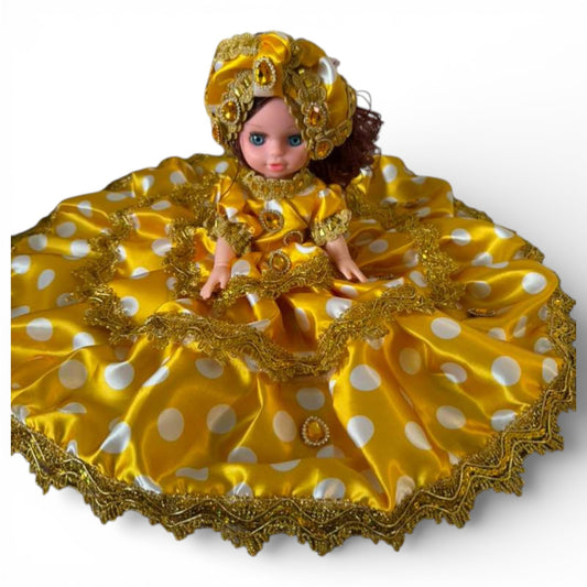Handmade Spiritual Doll Yellow Polka Dot Dress – Santeria
