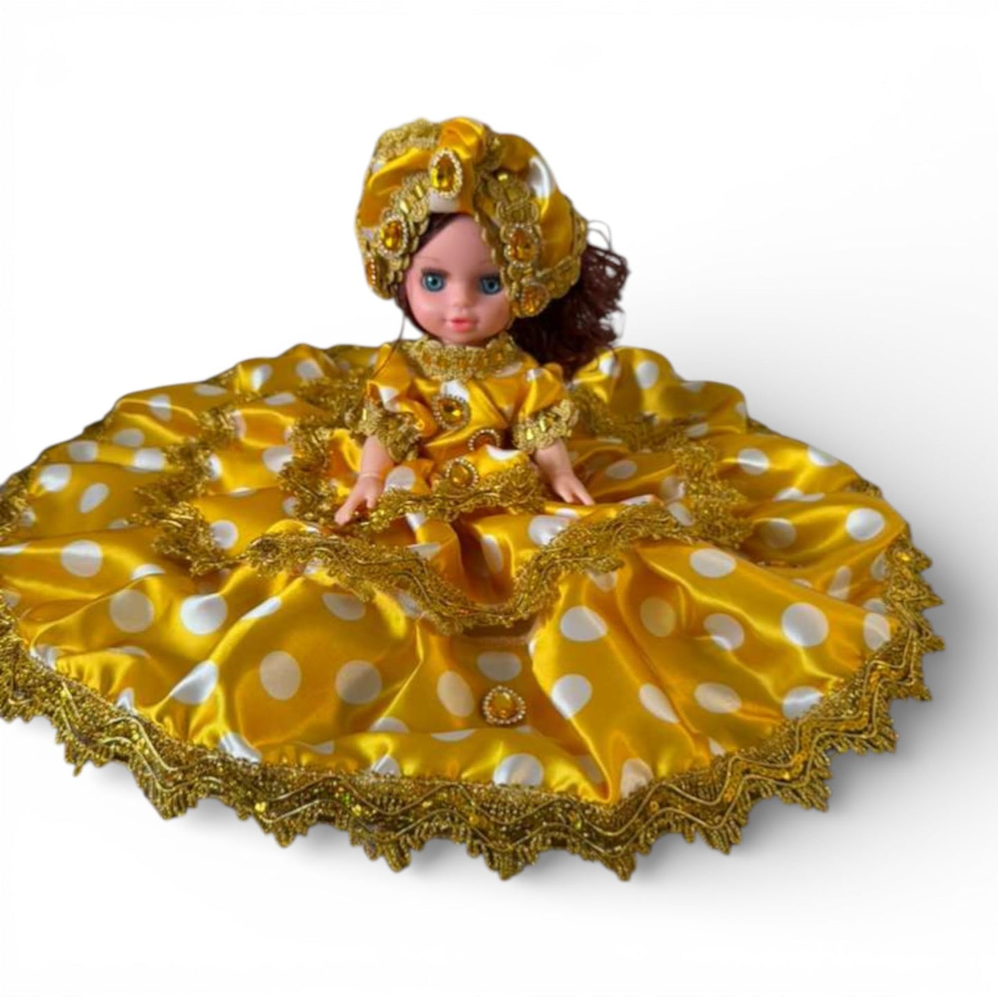 Handmade Spiritual Doll Yellow Polka Dot Dress – Santeria