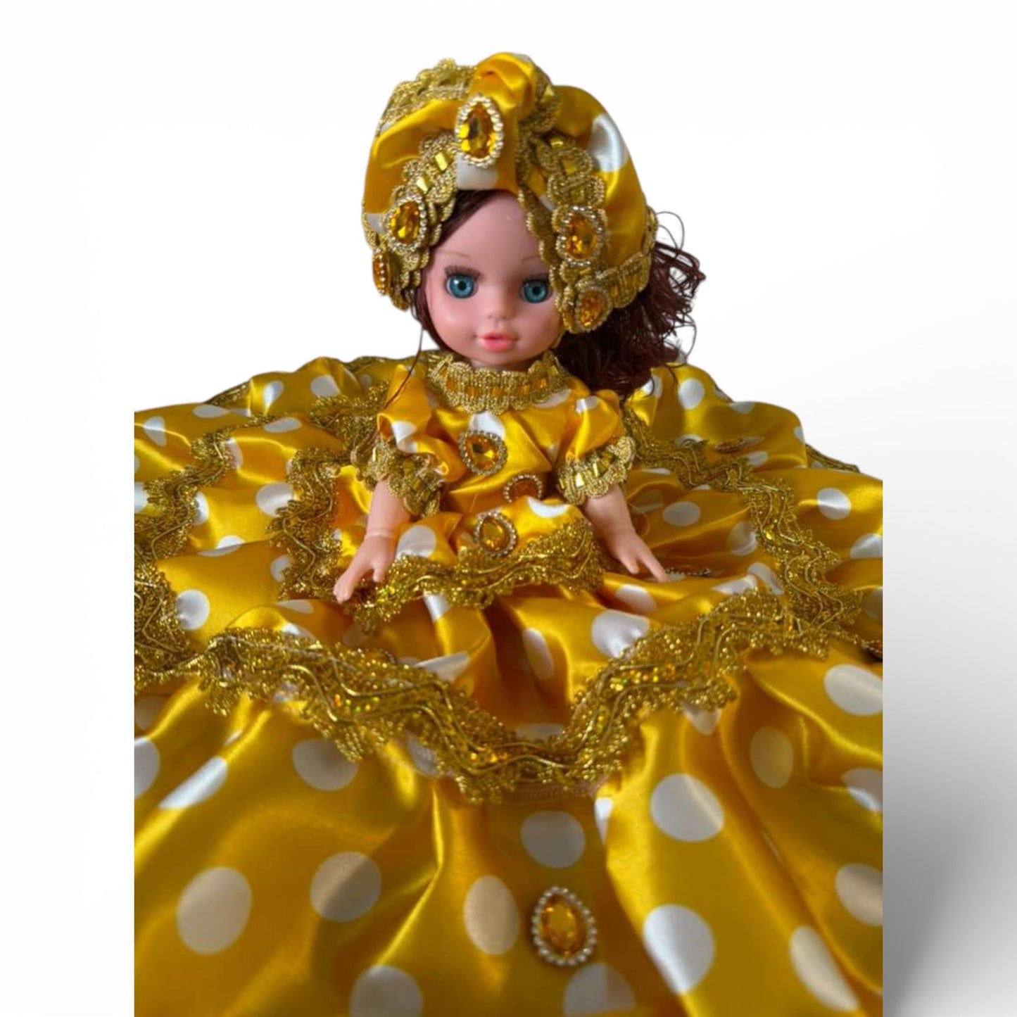 Handmade Spiritual Doll Yellow Polka Dot Dress – Santeria