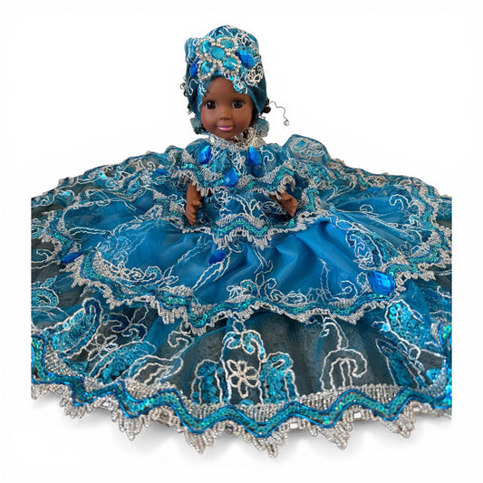 Handmade Santeria Spiritual Doll in Blue Dress – Yoruba