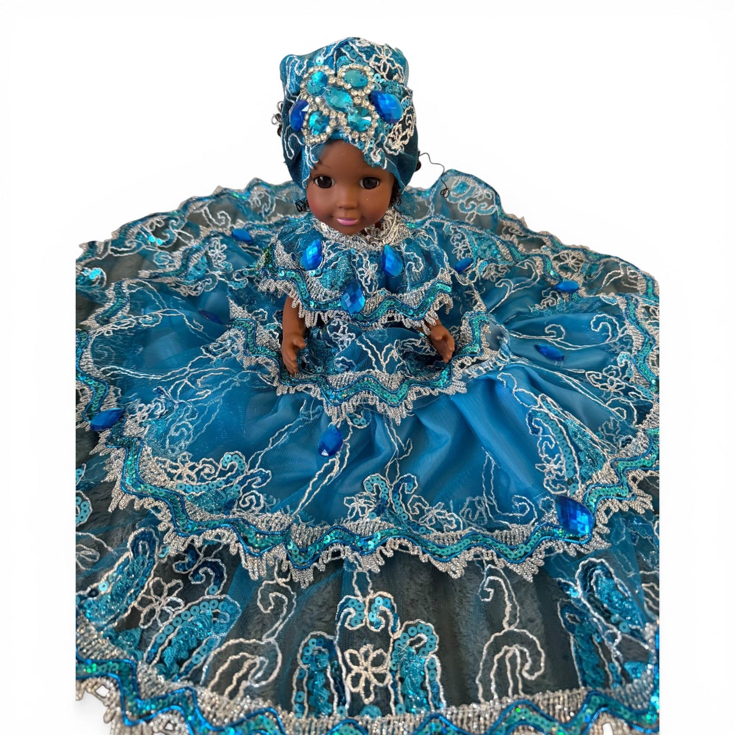 Handmade Santeria Spiritual Doll in Blue Dress – Yoruba