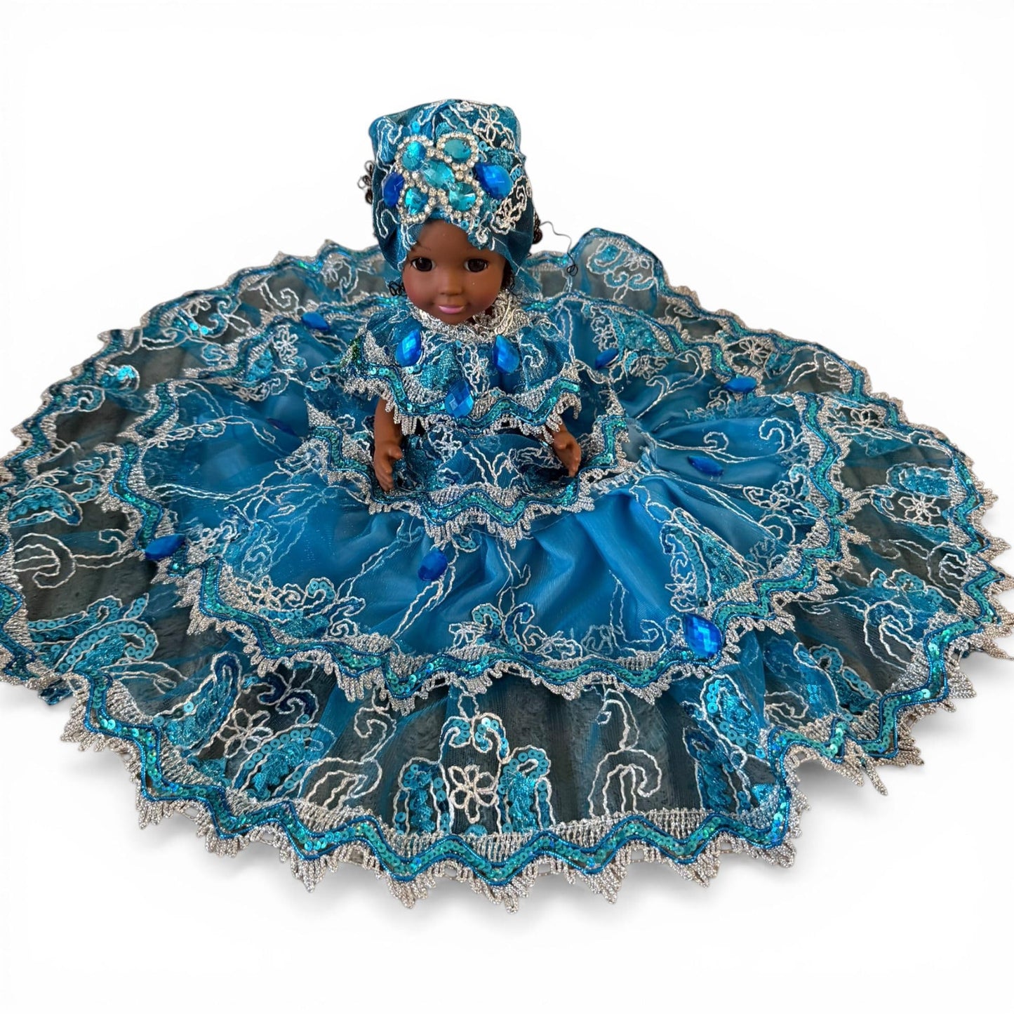 Handmade Santeria Spiritual Doll in Blue Dress – Yoruba